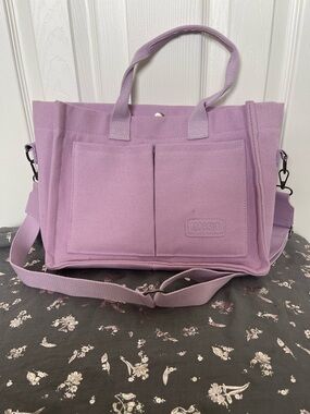 Mossio Lavender Canvas Tote Bag with Removable Shoulder Strap